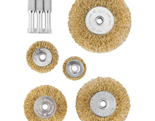 Zirkuläre Drahtbürsten. Welldraht. Messing. 25. 38. 50. 63. 75 mm. 5 Stk.