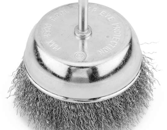 Stumpfdrahtbürste 100 mm. Welldraht. Stahl. mit 6 mm Schaft