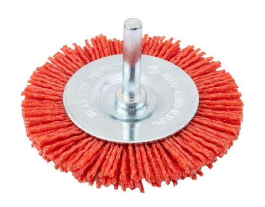 Nylon-Scheibenbürste 75 mm. mit 6 mm Schaft
