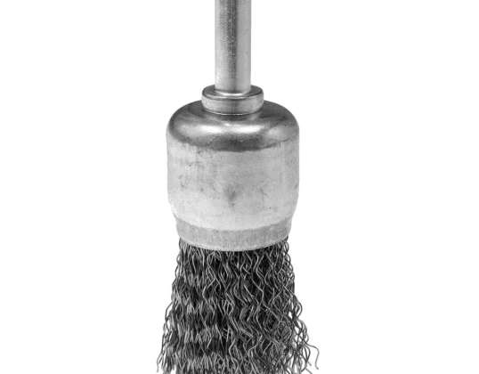 Drahtbürste Bürste 24 mm. Welldraht. Stahl. mit 6 mm Schaft