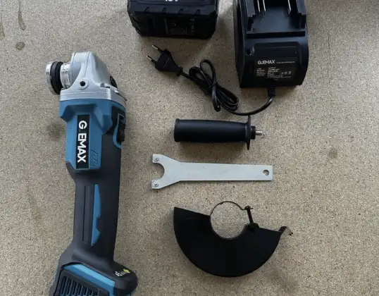 GJEMAX 18V juhtmeta nurklihvija – sh 6,0 Ah aku ja Kiirlaadija – ühildub Makitaga