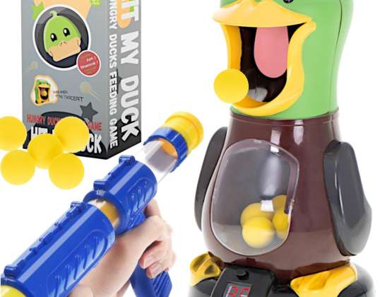 Hungry duck target shooting arcade game set of gun and balls