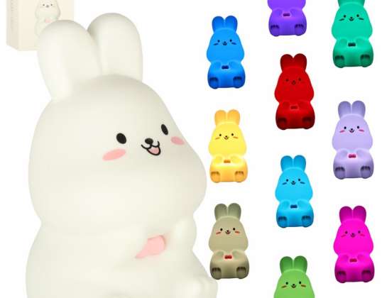 Luce notturna per bambini in silicone LED bianco con coniglietto rosa