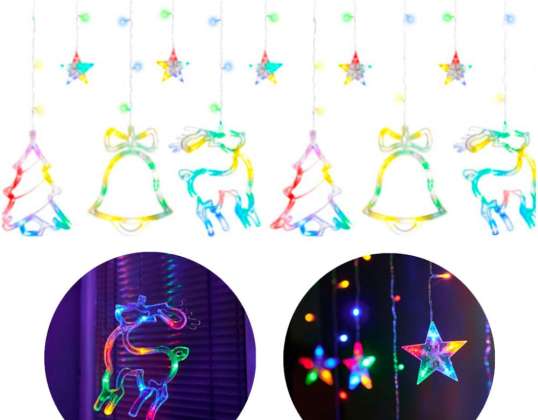 LED Reindeer Curtain Lights 2 5m 138LED Multicolor 8 Lighting Modes IP44