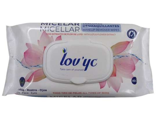 Lov&amp;#039;yc micellar wipes make-up removers 40 u. 3 in 1 micellar with Lotus flower extract.