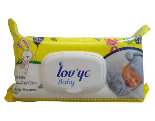Lov&amp;#039; YC-pyyhkeet 120 u. Vauva aloe vera.
