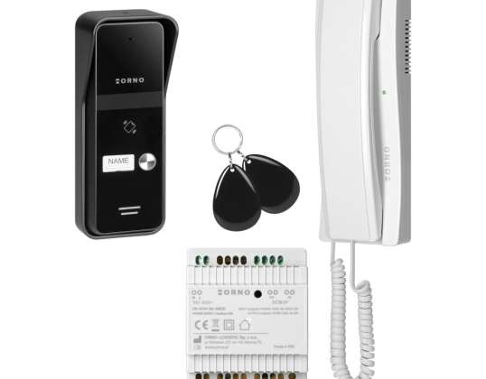 ENIR. Single-family intercom set. 2 wires. DIN rail power supply. with a key fob reader. white