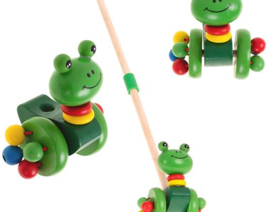 Poussoir sur bâton grenouille marchante en bois