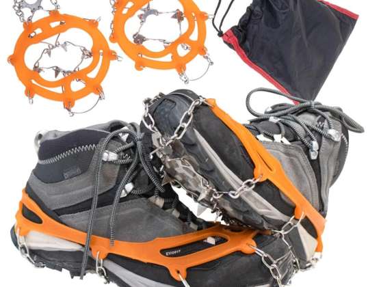 Steigeisen, Steigeisen, rutschfeste Wanderschuhe mit Spikes, Ketten, Abdeckung, rosa. 39 45