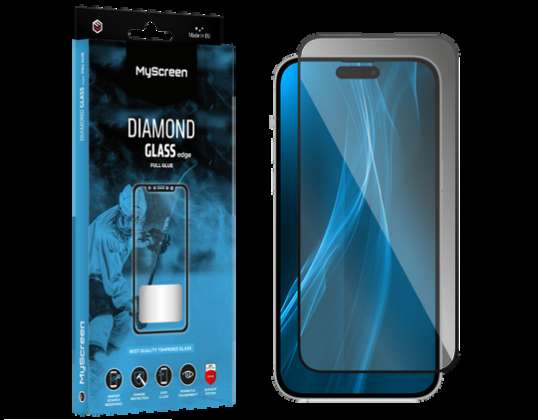 Verre de protection MyScreen DIAMOND GLASS LITE edge FULL GLUE noir Apple iPhone 15 Pro 6.1&quot;