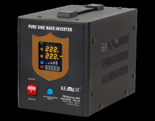 UPS KEMOT PROsinus 800 s čistim sinusnim tokom in funkcijo polnjenja 12V 230V 800VA/500W   črna barva