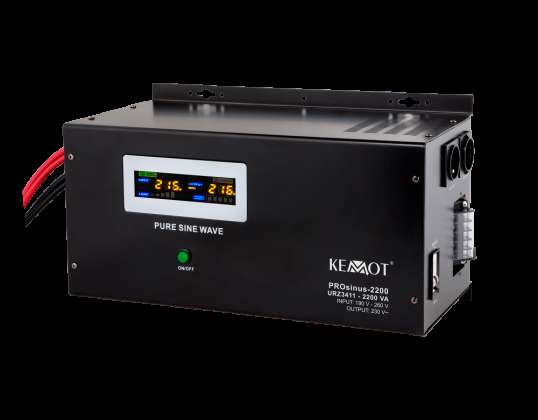 Stenska nujna energetska enota KEMOT PROsinus 2200 z čistim sinusnim tokom in funkcijo polnjenja 12V 230V 2200VA/1600W