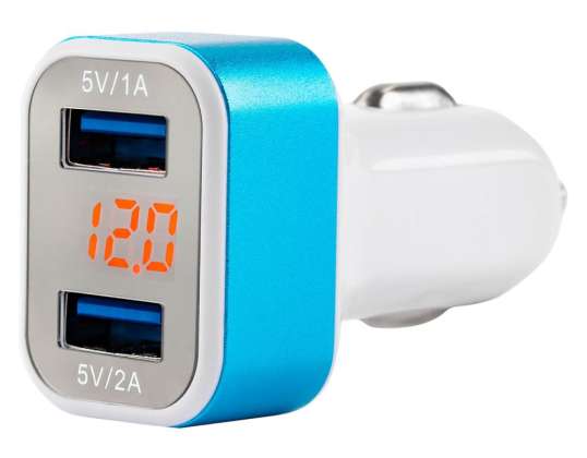 Bil lader 2x usb voltmeter test 04 amio 01028