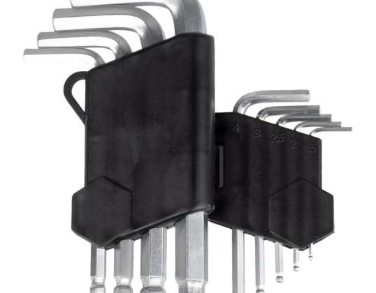Short Hex Key Set CRV 9 pcs Amio 01041