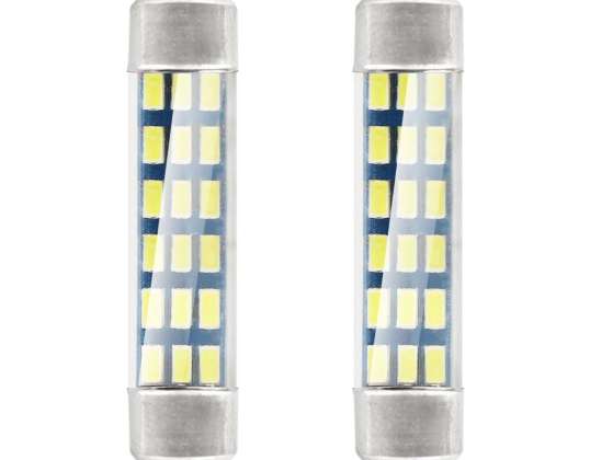 LED-pærer standard 3014 18smd festoon c5w c10w c3w 41mm hvit 12v amio 01092