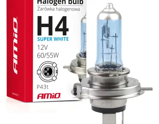 Halogen Bulb h4 12v 60/55w uv filter e8 super white amio 01269