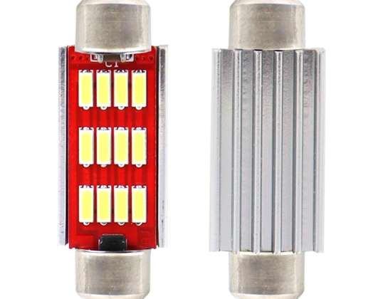 LED žárovky canbus 4014 12smd festoon c5w c10w c3w 41mm bílá 12v 24v amio 01291