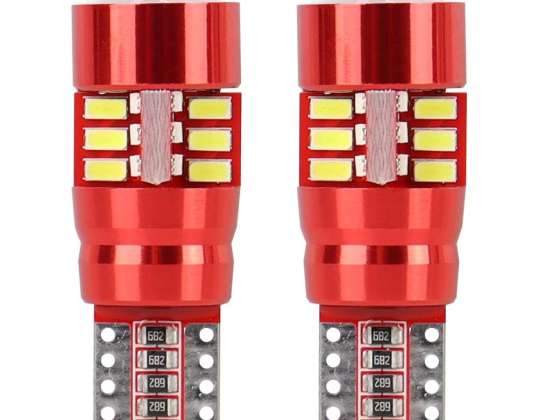 Λυχνίες LED canbus 27smd 3014 t10e w5w λευκό 12v 24v amio 01446
