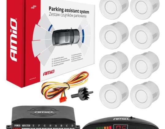 Kit de capteurs de stationnement arrière LED 8 capteurs blanc amio 01601