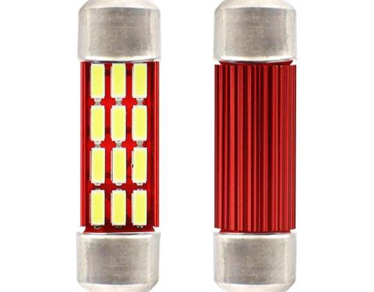 Ampoules LED canbus 4014 12smd festoon c5w c10w c3w 36mm blanche 12v 24v amio 01632