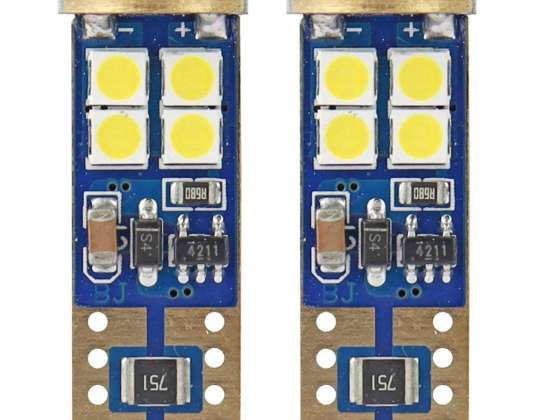LED-Glühbirnen canbus 12smd 2835 t10e w5w weiß 12v 24v amio 01636