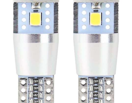 LED-lamper canbus 3smd 2835 t10e w5w alu hvit 12v 24v amio 01637