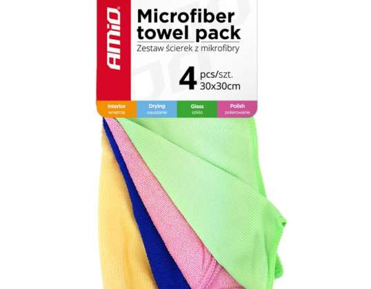 Mikrofaser-Wischtuch-Set für Autos 4 Typen 30x30 cm amio 01983