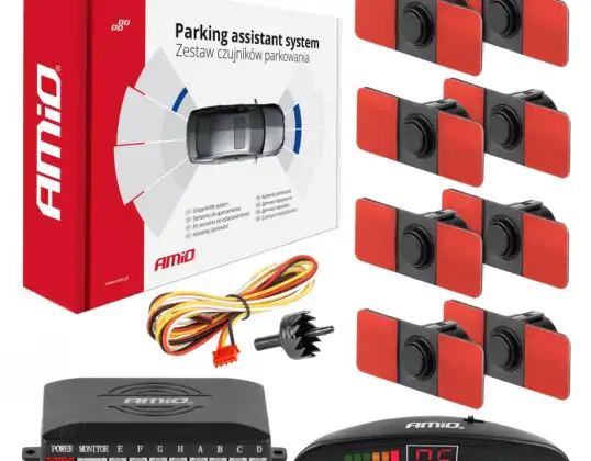 Achteruitrijsensoren Set LED 8 sensoren zwart intern 16,5 mm amio 02256