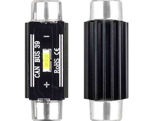Λάμπες LED canbus 1860 1smd ultrabright festoon c5w c10w c3w 39mm λευκό 12v 24v amio 02443