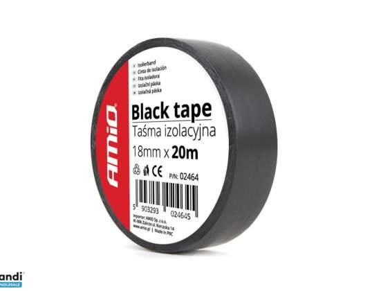 Cinta aislante negra de PVC 18mm x 20m amio 02464