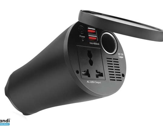 Convertisseur de tension en forme de tasse 12v/230v 150w/300w 2xusb pi02 amio 02469