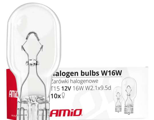 Halogenlampen W16W T15 16W W2.1x9.5D 12V 10 Stück E4 Amio 02549