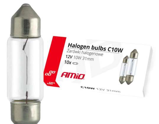 Halogenlampen C10W Festoon 31mm 12v 10 Stück amio 02555