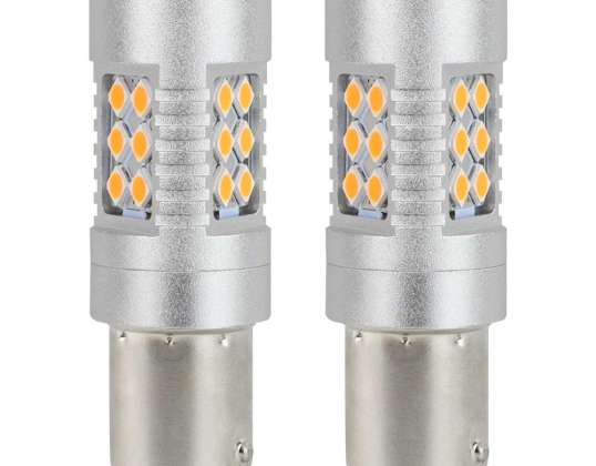 LED-Glühbirnen Canbus BAU15S PY21W Orange Amber 12V 24V AMIO 02580