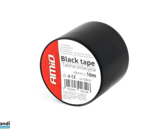 Bandă izolatoare scotch neagră PVC 48mm x 10m amio 02610