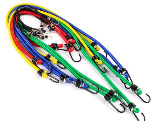 Elastische bungee cord voor bagagebevestiging set van 12 stuks amio 02836