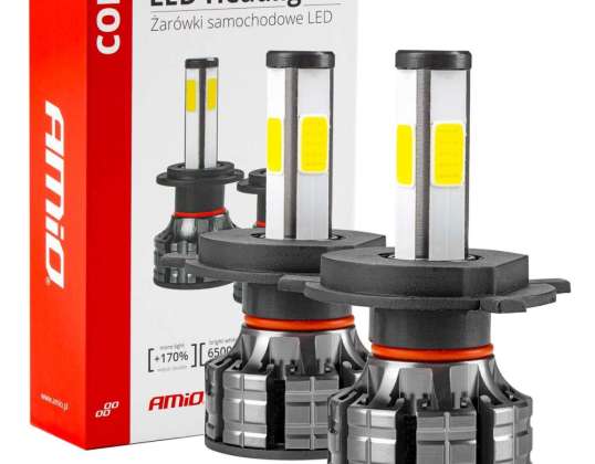 Bil LED-pærer serie COB H4 6500K Amio 02843
