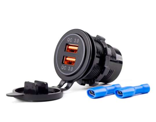 Waterproof Charger with 2x USB Sockets 12V 24V Mod 05 amio 02855