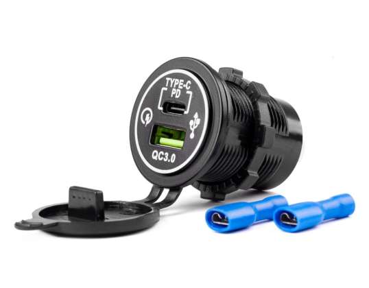 Wasserdichte Ladegerät mit USB und USB C 12V 24V mod 08 amio 02858