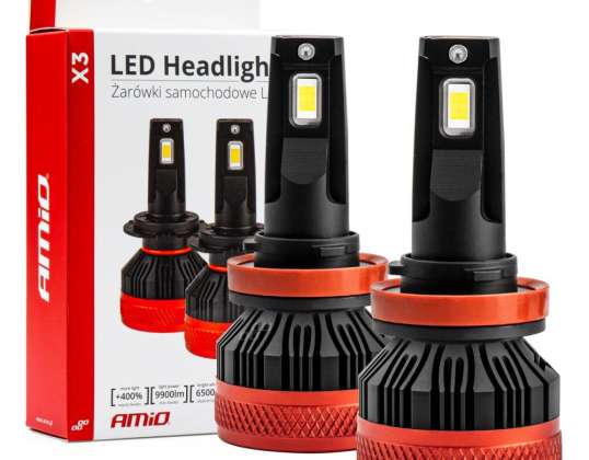 Bil LED-pærer x3 h8 h9 h11 h16 6500k canbus amio 02981-serien