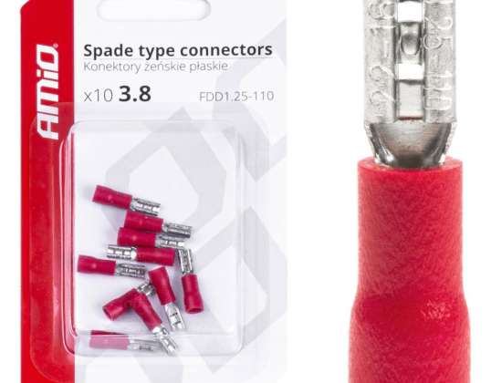 Изолированные Женские Плоские Коннекторы 3.8mm 0.5 1.5mm2 10a 10 шт. amio 03060