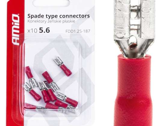 Eristetyt naiskontaktit litteä 5.6mm 0.5 1.5mm2 10a 10 kpl.