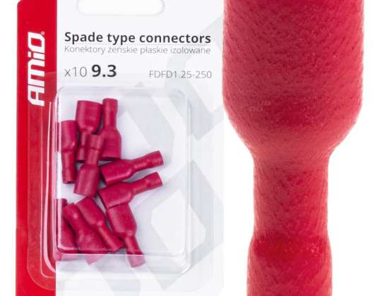Eristetyt naissuuntaiset liittimet 6.6mm 0.5 1.5mm2 10a 10 kpl amio 03063