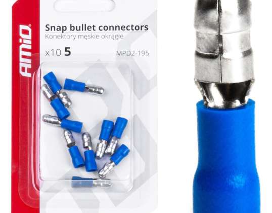 Isolierte männliche Verbindungselemente zylindrisch rund 5mm 1.5 .25mm2 15a 10 Stück amio 03074