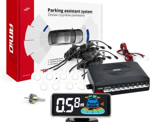 Valkoiset LED 3D parkkitunnistimet eteen taakse amio 03194