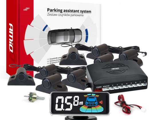 Black Parking Sensors for Reversing Front Back LED 3D Truck Bus AMIO 03195