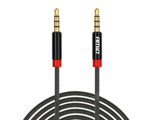 Кабель aux mini jack 3,5mm плетеный 200см amio 03270