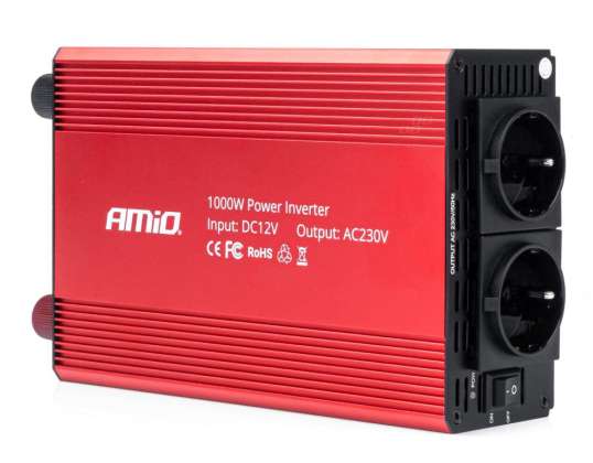 Bil inverter 12v 230v 1000w amio 03283