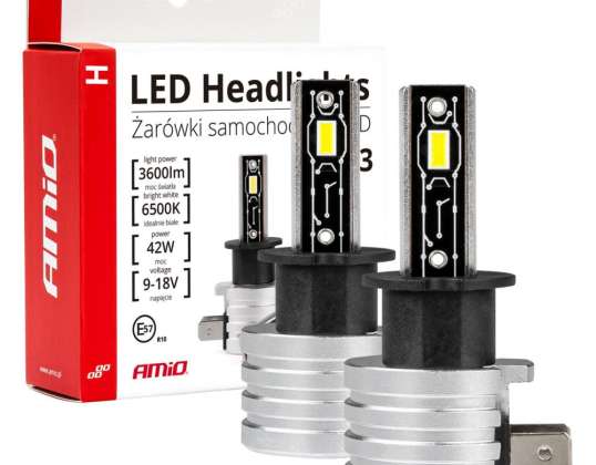 Araç led ampuller h mini h3 6500k canbus amio 03330 serisi