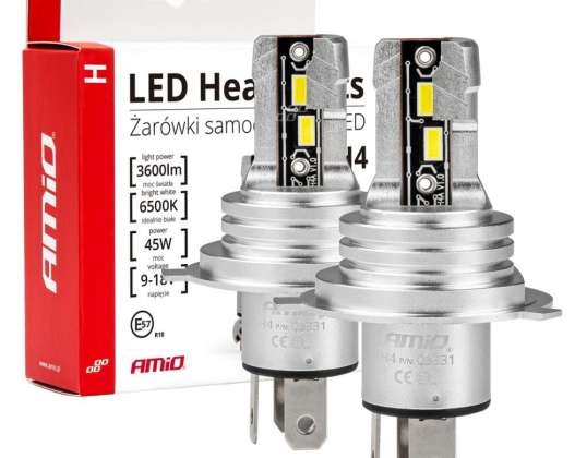 Araç LED ampulleri h mini h4/h19 6500k canbus amio 03331 serisi